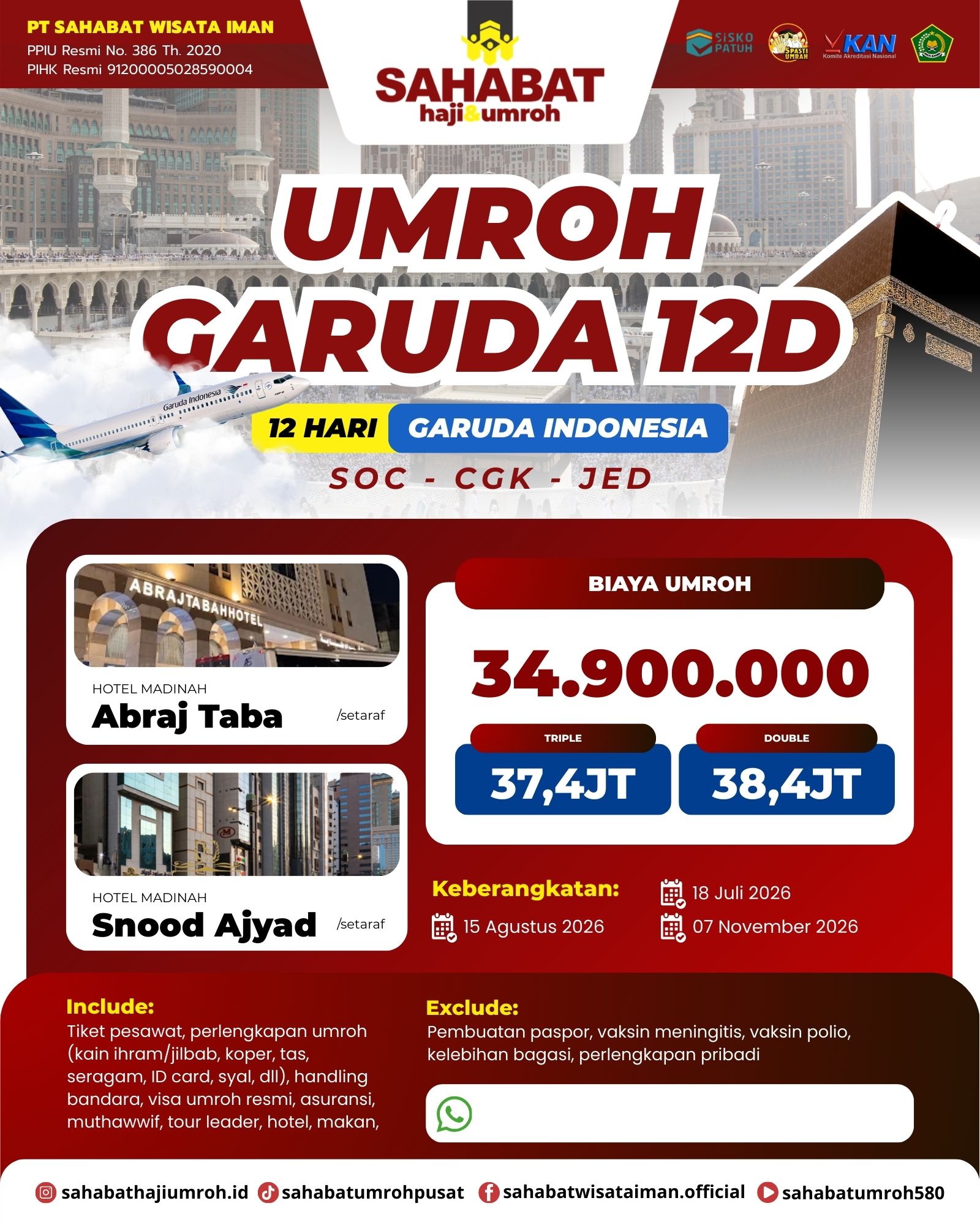 KLOTER 18 JULI 2026 12 D BY GARUDA INDONESIA