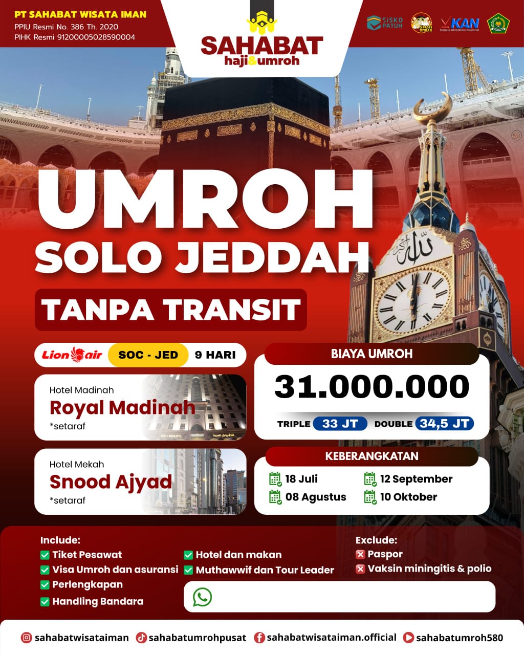 KLOTER 18 JULI 2026 BY LION AIR